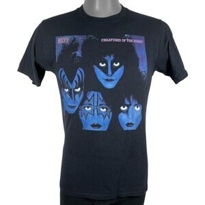 Kiss Creatures Of The Night T-Shirt Small Black Blue‎ Front Graphic Faces Metal